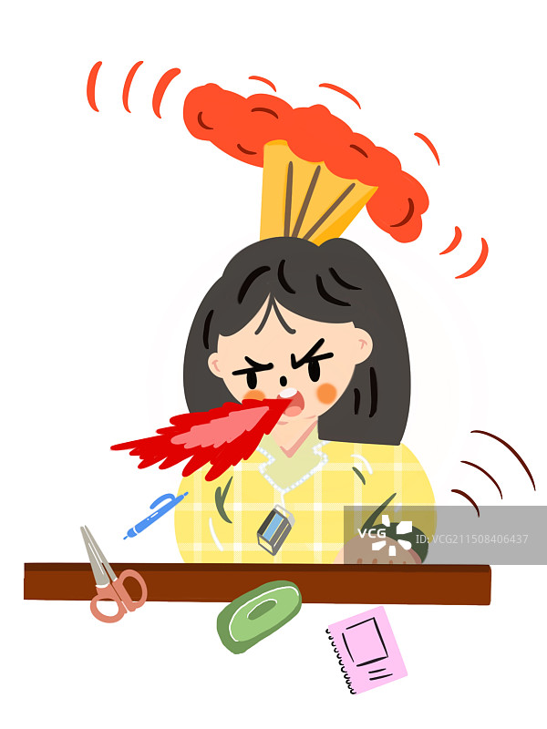 扁平风插画 发火生气女老师图片素材