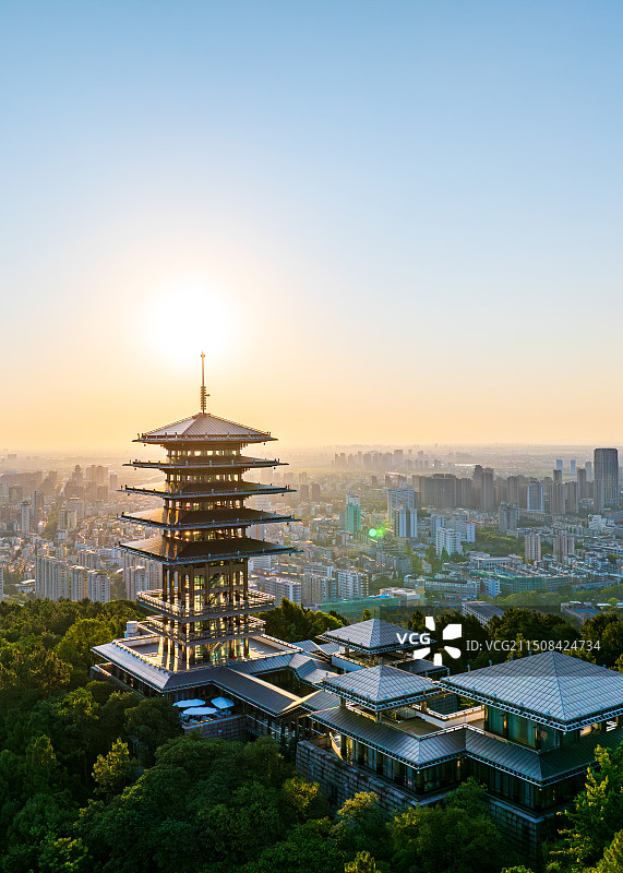 杭州临平山自然风光航拍图片素材