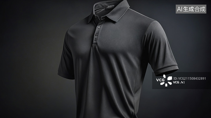 【AI数字艺术】黑色短袖简约Polo衫展示图片素材