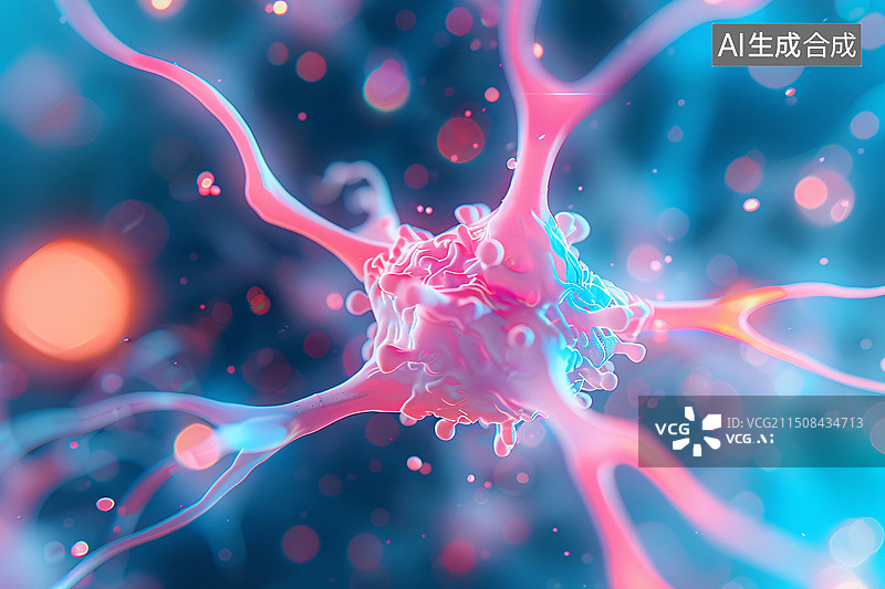 【AI数字艺术】神经元细胞医学网络系统医疗健康三维插画图片素材