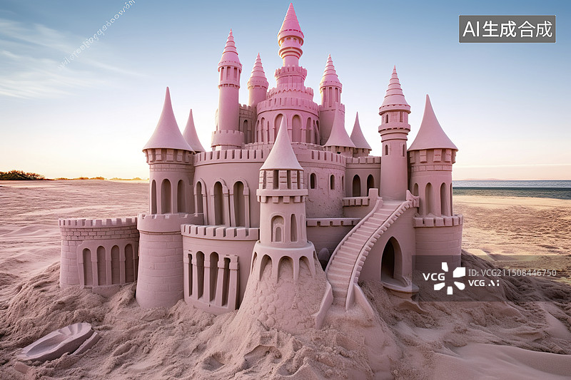 【AI数字艺术】沙子上的城堡图片素材