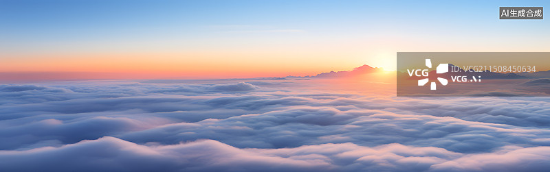 【AI数字艺术】云海上的日出图片素材
