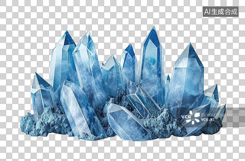 【AI数字艺术】蓝色透明治疗石英水晶图片素材