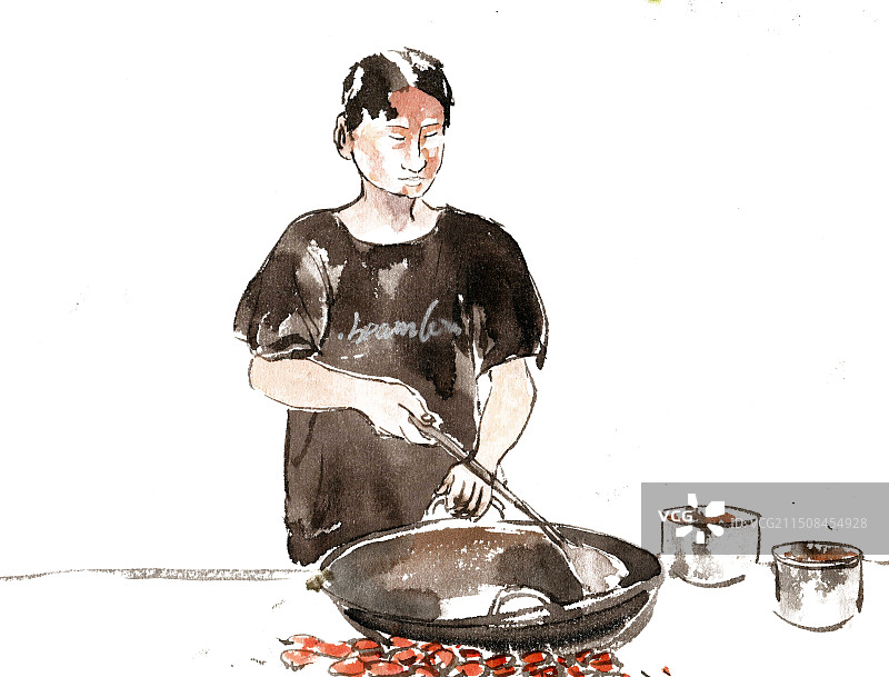 炒菜的年轻老板图片素材