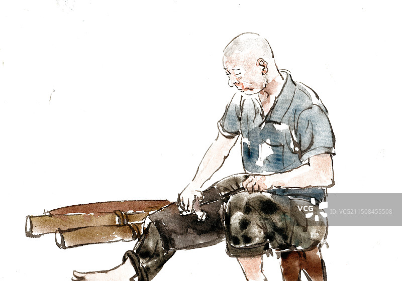 劳作的篾匠图片素材