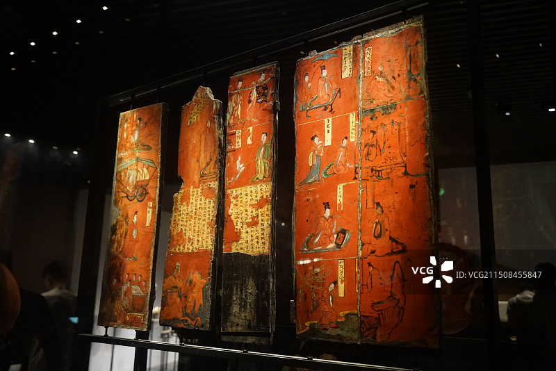 山西大同博物馆北魏司马金龙墓漆屏风画图片素材