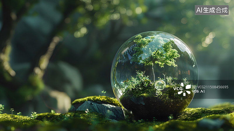 【AI数字艺术】绿色生命科技环保主题创意抽象背景植物特写镜头图片素材