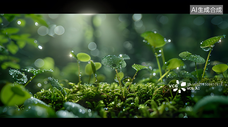 【AI数字艺术】绿色生命科技环保主题创意抽象背景植物特写镜头图片素材