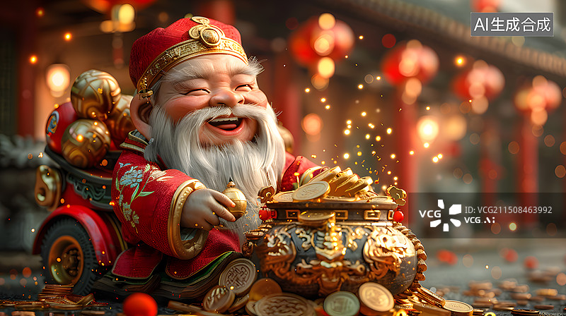 【AI数字艺术】中国风财神爷图片素材