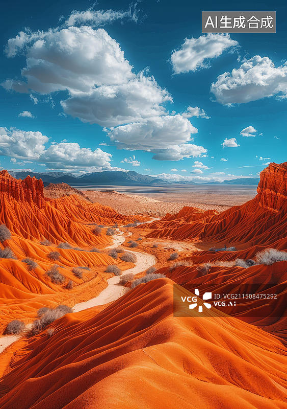 【AI数字艺术】沙漠中的红色岩石图片素材