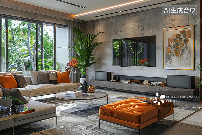 【AI数字艺术】现代简约客厅图片素材