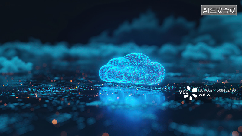 【AI数字艺术】蓝色科技人工智能云服务网络图片素材