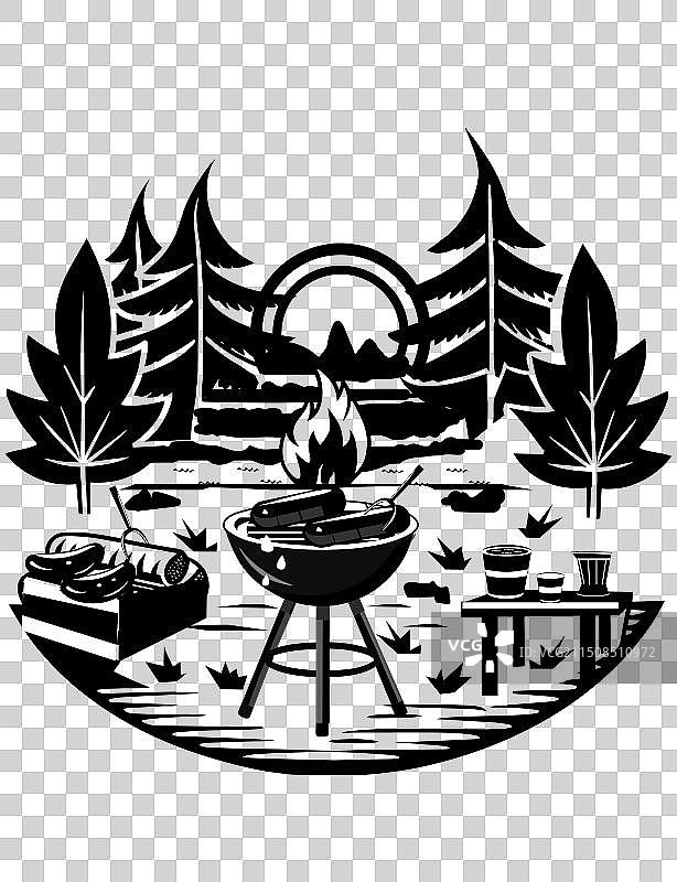 森林里的烧烤派对图片素材