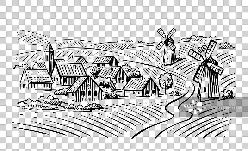 有机村庄乡村景观图片素材