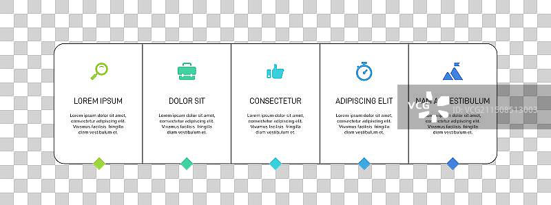 包含5个箭头形状的横向进度条图片素材