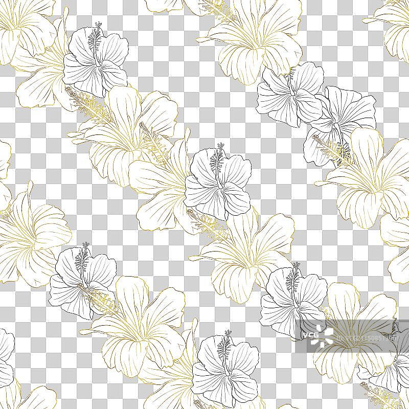 花卉芙蓉花无缝图案图片素材