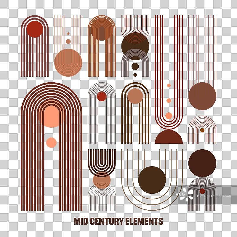 世纪中期拱形和圆形现代元素图片素材