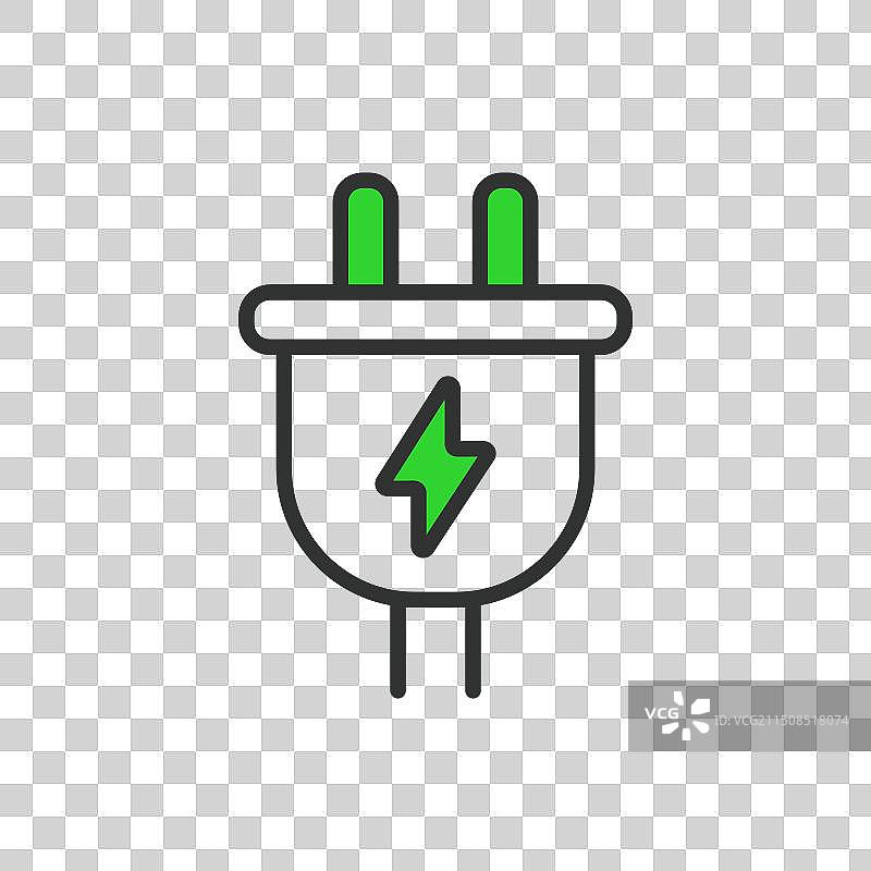 绿色电源插头线性设计图片素材