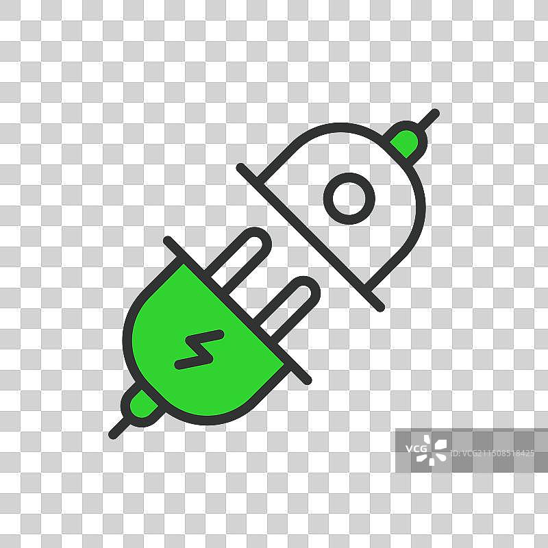 绿色电源插头公母线设计图片素材