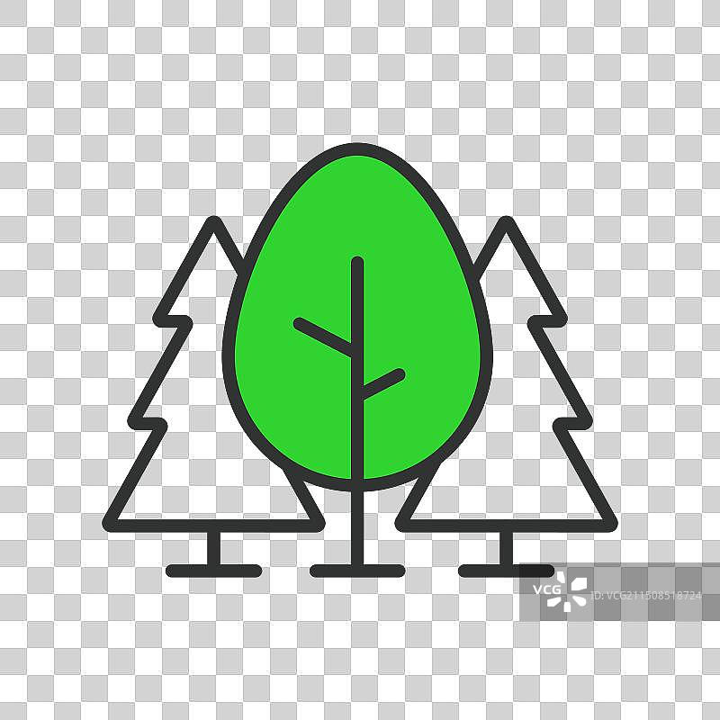 线条设计的绿色森林树木自然风光图片素材