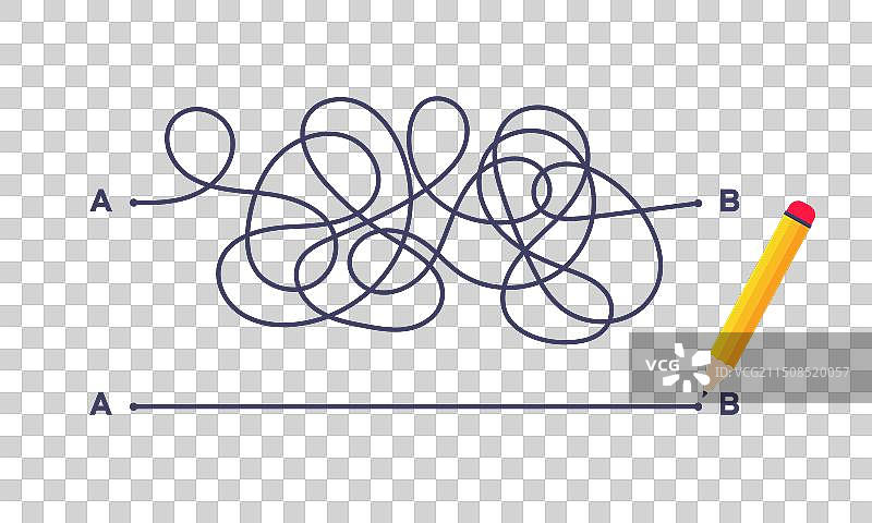 从A点到B点的复杂和简单方法图片素材