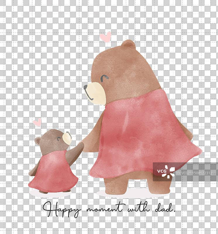 父亲节熊水彩宝宝和爸爸图片素材