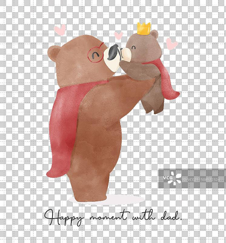 父亲节水彩熊爸爸拥抱宝宝图片素材