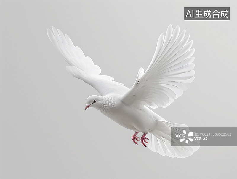 【AI数字艺术】白色背景下的白鸽特写镜头图片素材