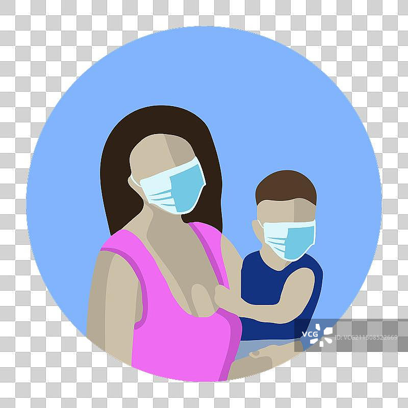 戴口罩的母亲和孩子图片素材