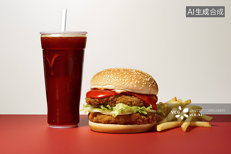 【AI数字艺术】一杯可乐与汉堡图片素材