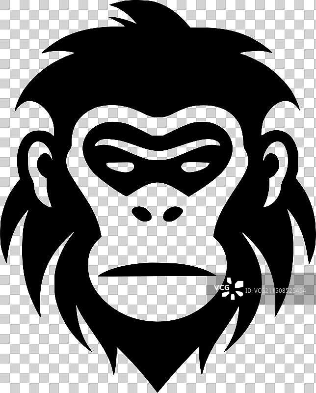 黑白猴子隔离图标图片素材