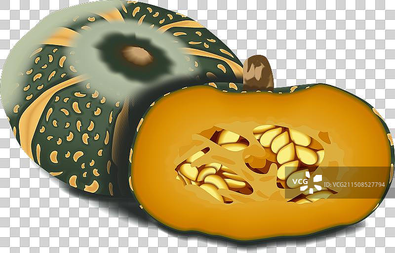 完整的和一半的Delica冬南瓜图片素材