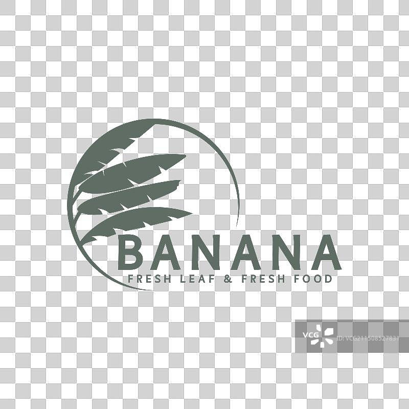 热带水果香蕉叶标志设计图片素材