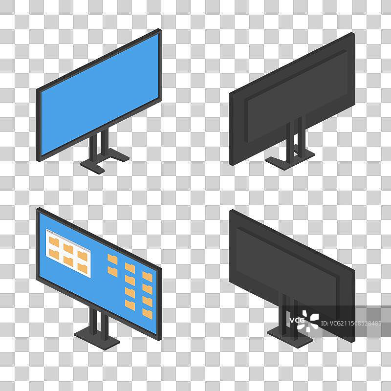 2.5D电脑显示器电视屏幕正反面图片素材