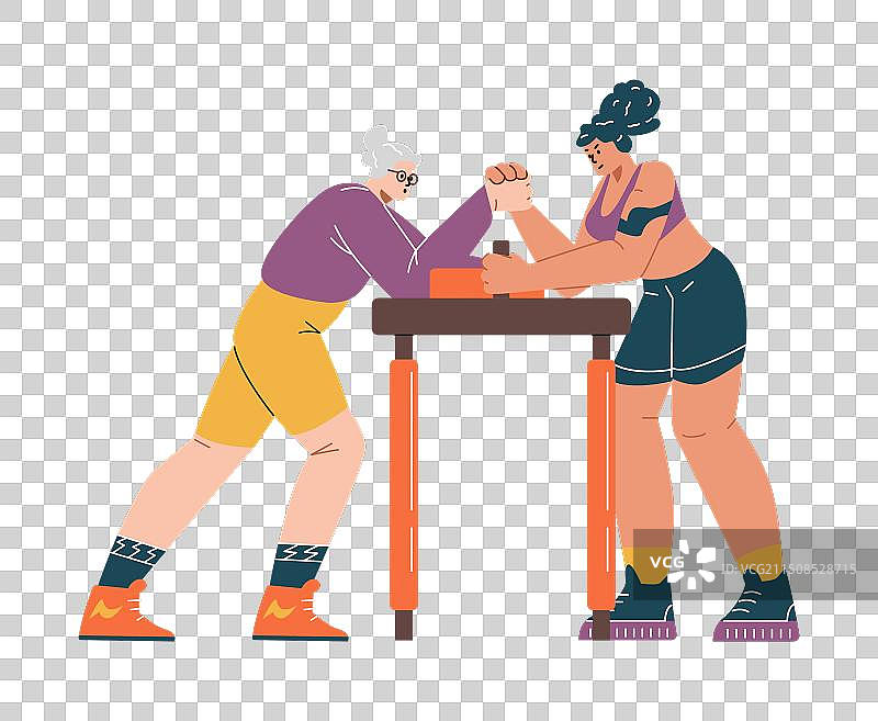 老年人之间的掰手腕比赛图片素材