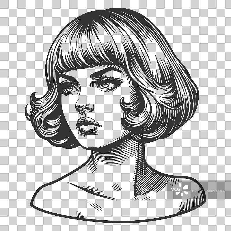 经典波波头雕刻女人图片素材