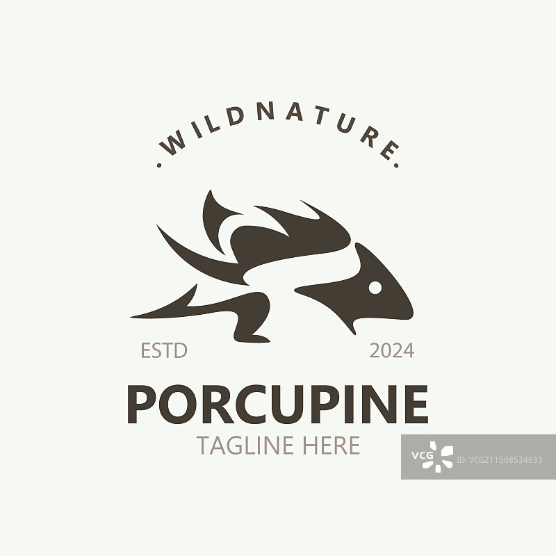 豪猪logo设计动物复古极简主义图片素材