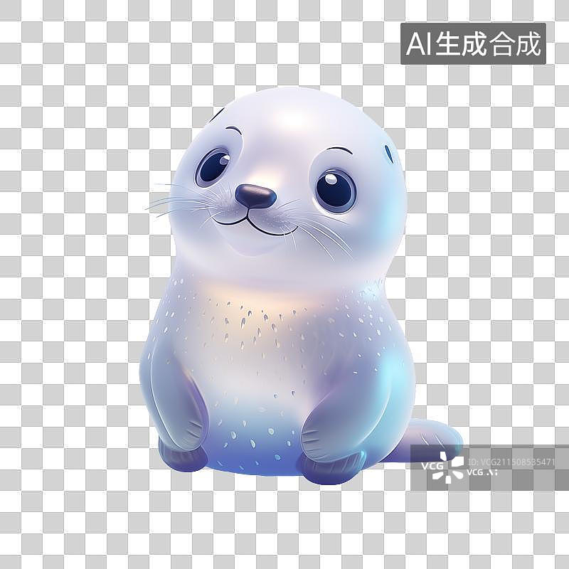 【AI数字艺术】可爱的小海豹3D造型玻璃摆件图片素材