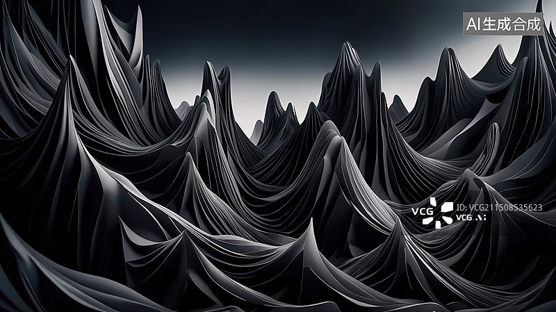 【AI数字艺术】黑白抽象动态艺术图片素材