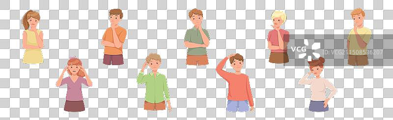 沉思的人挠头思考图片素材