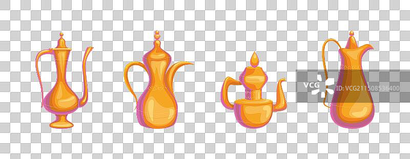 卡通彩色不同类型阿拉伯茶或咖啡图片素材