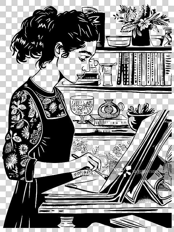 艺术家创作新绘画草图图片素材