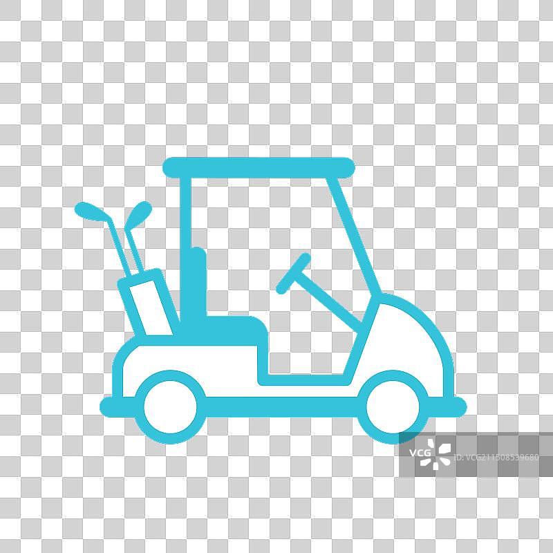 蓝色背景上的孤立高尔夫球车图片素材