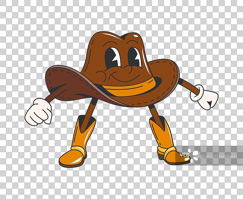 卡通时髦的狂野西部牛仔帽角色图片素材