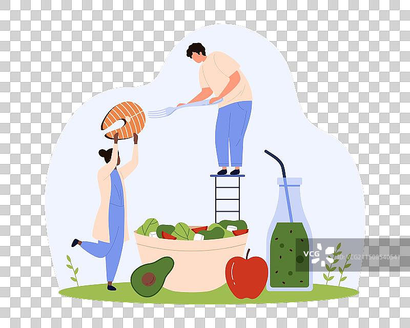 含鱼类有机饮食的健康食品菜单图片素材