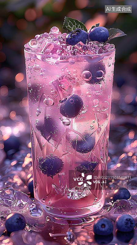 【AI数字艺术】夏日清凉蓝莓汁图片素材