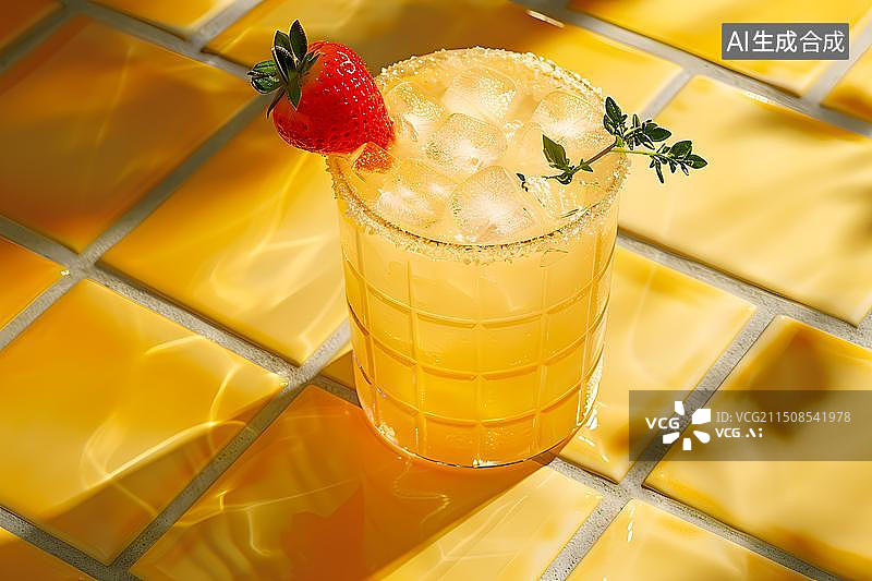 【AI数字艺术】一杯带冰块的夏日饮品图片素材