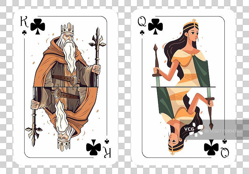 梅花皇后和梅花国王原始纸牌图片素材