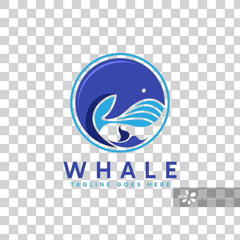 圆形极简蓝鲸Logo设计图片素材