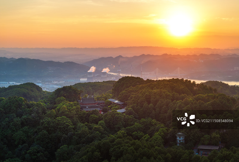 航拍重庆巴南云篆山日落风光图片素材